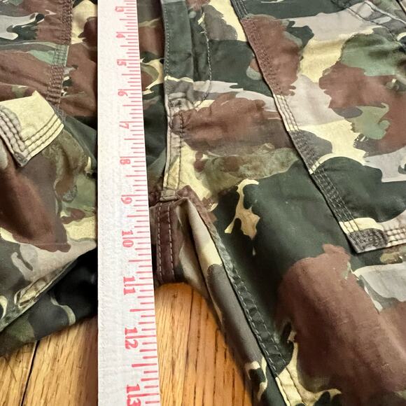 Anthropologie Pants Womens 25 Camo Linen Blend Cargo Pocket Green - Picture 10 of 12
